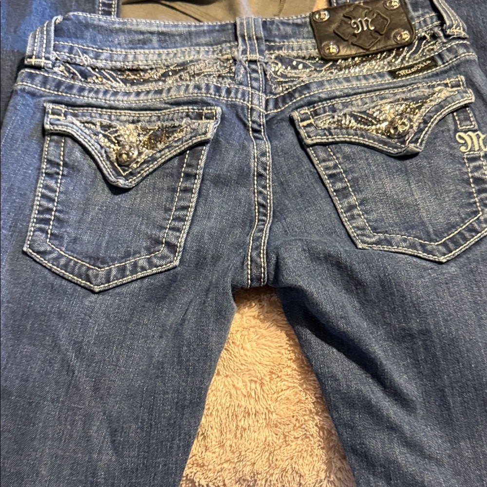 Miss Me Blue Boot Cut Jeans with Embellished Back Pockets
